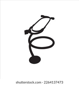 stethoscope vector icon flat design silhouette.