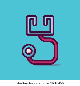 Stethoscope Vector Icon Illustration. Flat Cartoon Style Suitable for Web Landing Page, Banner, Sticker, Background.