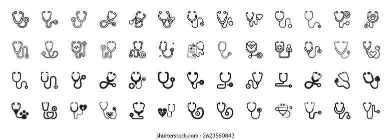 Stethoscope vector icon, medical equipment, stethoscope with heart