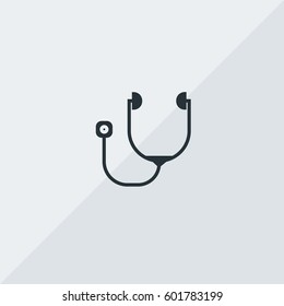 Stethoscope Vector Icon, The outlined symbol of medical implement for heart inspection. Simple, modern flat vector illustration for mobile app, website or desktop app  