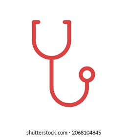 Icono vectorial de estetioscopio. Símbolo rojo