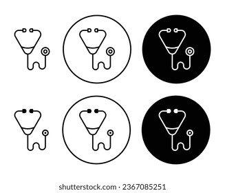 Stethoscope vector icon set in black color. Suitable for apps and website UI designs