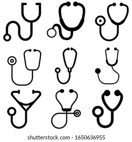 Stethoscope vector icon set, medicine illustration symbol collection. doctor sign. hospital logo.