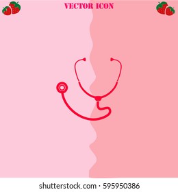 Stethoscope vector  icon. Strawberry Background.
