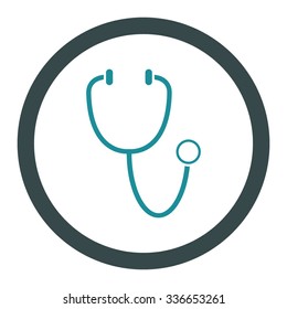 Stethoscope vector icon. Style is bicolor flat rounded symbol, soft blue colors, rounded angles, white background.