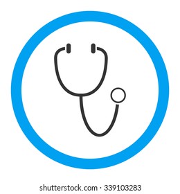 Stethoscope vector icon. Style is bicolor flat rounded symbol, blue and gray colors, rounded angles, white background.
