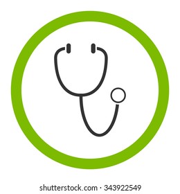 Stethoscope vector icon. Style is bicolor flat rounded symbol, eco green and gray colors, rounded angles, white background.