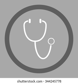 Stethoscope vector icon. Style is bicolor flat rounded symbol, dark gray and white colors, rounded angles, silver background.