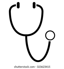 Stethoscope vector icon. Style is flat symbol, black color, rounded angles, white background.