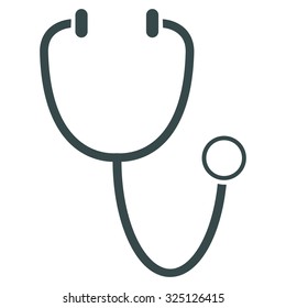 Stethoscope vector icon. Style is flat symbol, soft blue color, rounded angles, white background.