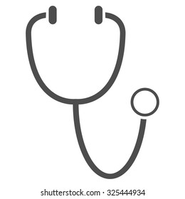 Stethoscope vector icon. Style is flat symbol, gray color, rounded angles, white background.