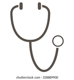 Stethoscope vector icon. Style is flat symbol, grey color, rounded angles, white background.