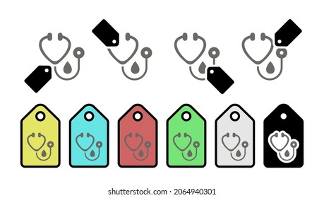 Icono vectorial de estetioscopio en la ilustración de conjunto de etiquetas para ui y ux, sitio web o aplicación móvil 
