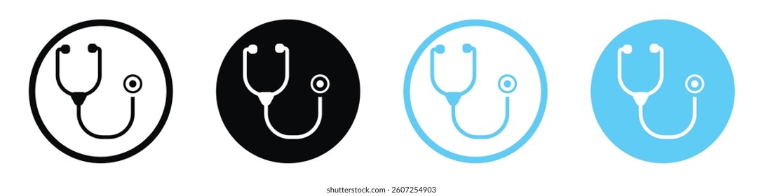 Stethoscope vector icons in black and blue colors