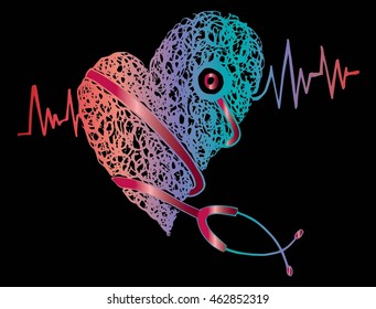 stethoscope vector illustration doodle