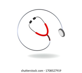 Stethoscope vector illustration, Medical device logo in 3d style.
