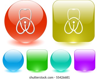 Stethoscope. Vector interface element.