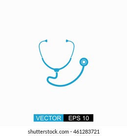 Stethoscope vector. Isolated blue icon on white background.