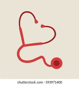 Stethoscope vector isolated in the form of a heart love sign icon. listen to your heart symbol & Lovesick illustration on light background
