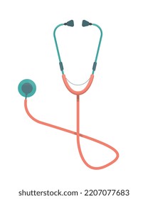 Stethoscope vector isolated. Medical device for listening to sounds of heart, lungs. Cardiology. Flat illustration.