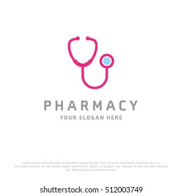 stethoscope vector logo for Pharmacy on a white background