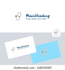 Stethoscope vector logotype with business card template. Elegant corporate identity. - Vector