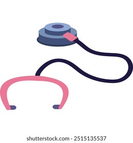 Icono de la herramienta médica del Vector del estetoscopio en blanco