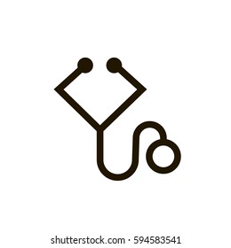 Stethoscope vector minimalistic icon on green background
