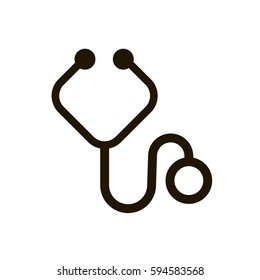 Stethoscope vector minimalistic icon on blue background