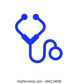 Stethoscope vector minimalistic icon on blue color