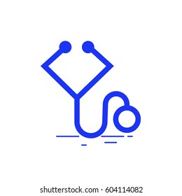 Stethoscope vector minimalistic icon on blue color