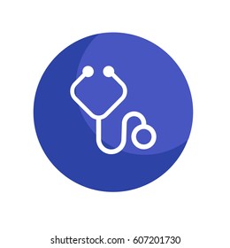 Stethoscope vector minimalistic icon on blue color