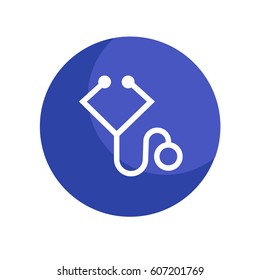 Stethoscope vector minimalistic icon on blue color