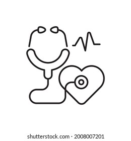 Ilustración de estilo de icono del contorno vectorial del estetioscopio. Símbolo EPS 10 File Nursing and Midwifery