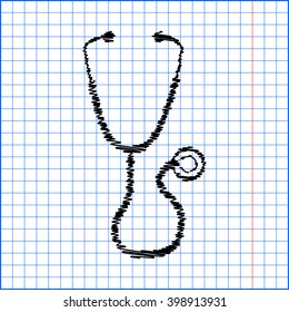 Stethoscope vector with pen effect