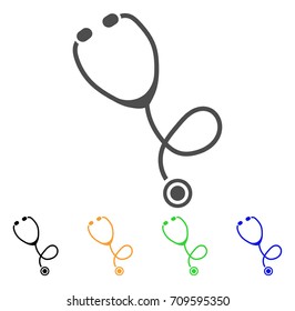 Stethoscope vector pictograph. Style is a flat graphic symbol in gray, black, yellow, blue, green color variants. Designed for web and mobile apps.