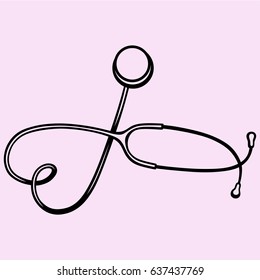 stethoscope vector silhouette isolated black 