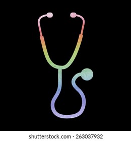 stethoscope vector. Watercolor effect