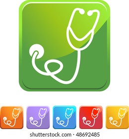 Stethoscope web button isolated on a background.
