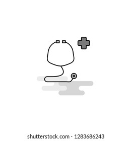 Stethoscope  Web Icon. Flat Line Filled Gray Icon Vector