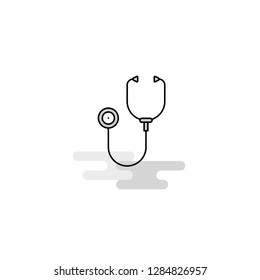 Stethoscope Web Icon. Flat Line Filled Gray Icon Vector