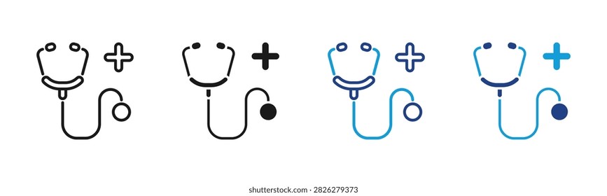 Stethoscope Web icon with multiple style collection
