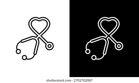 Estetoscopio Icono blanco Set Diseño