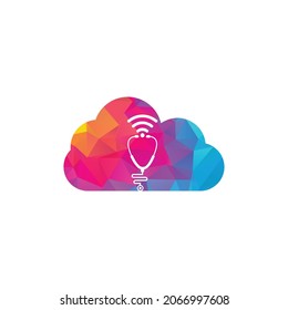 Stethoscope Wifi cloud shape Logo Icon Design. Stethoscope with wifi signals icon