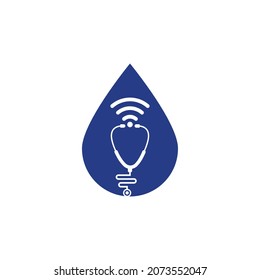 Stethoscope Wifi drop shape Logo Icon Design. Stethoscope with wifi signals icon.