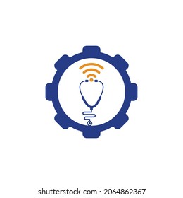 Stethoskop WLAN Form Logo Symbol Design. Stethoskop mit Symbol für WiFi-Signale