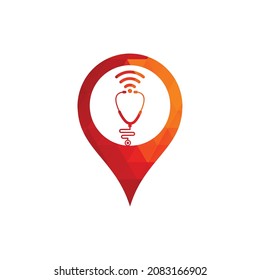 Stethoscope Wifi gps shape Logo Icon Design. Stethoscope with wifi signals icon	
