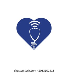 Stethoscope Wifi heart shape Logo Icon Design. Stethoscope with wifi signals icon