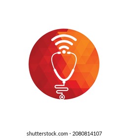 Stethoscope Wifi Medical Logo Icon Design. Stethoscope with wifi signals icon.
