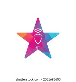 Stethoscope Wifi Star Shape Logo Icon Design. Stethoscope With Wifi Signals Icon